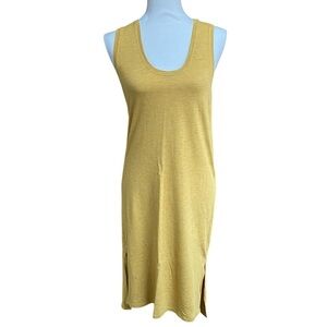 Madewell Mustard Jersey Tank Midi Dress Size M | Scoop Neck Side Slit Casual